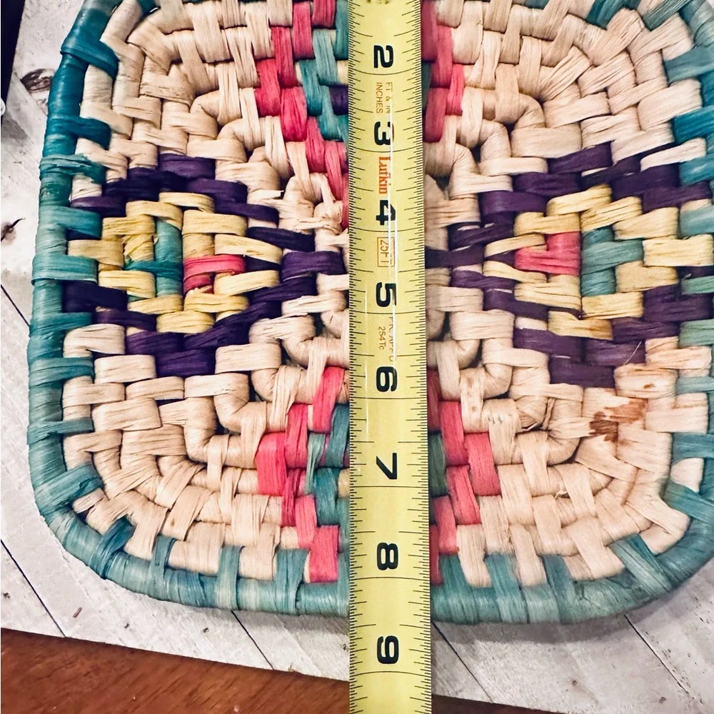 Woven Trinket Basket Decorative Wall‎ Hanging Boho Decor Colorful